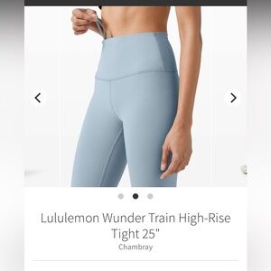 Lululemon Athletica Chambray Wunder Train High-Rise Leggings